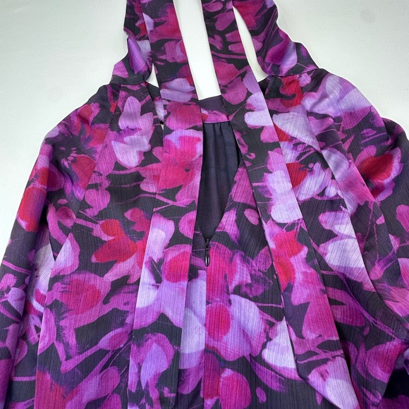 Ted Baker London Purple Pink Ruffled Bishop Sleeve Mini Dress - Picture 7 of 16